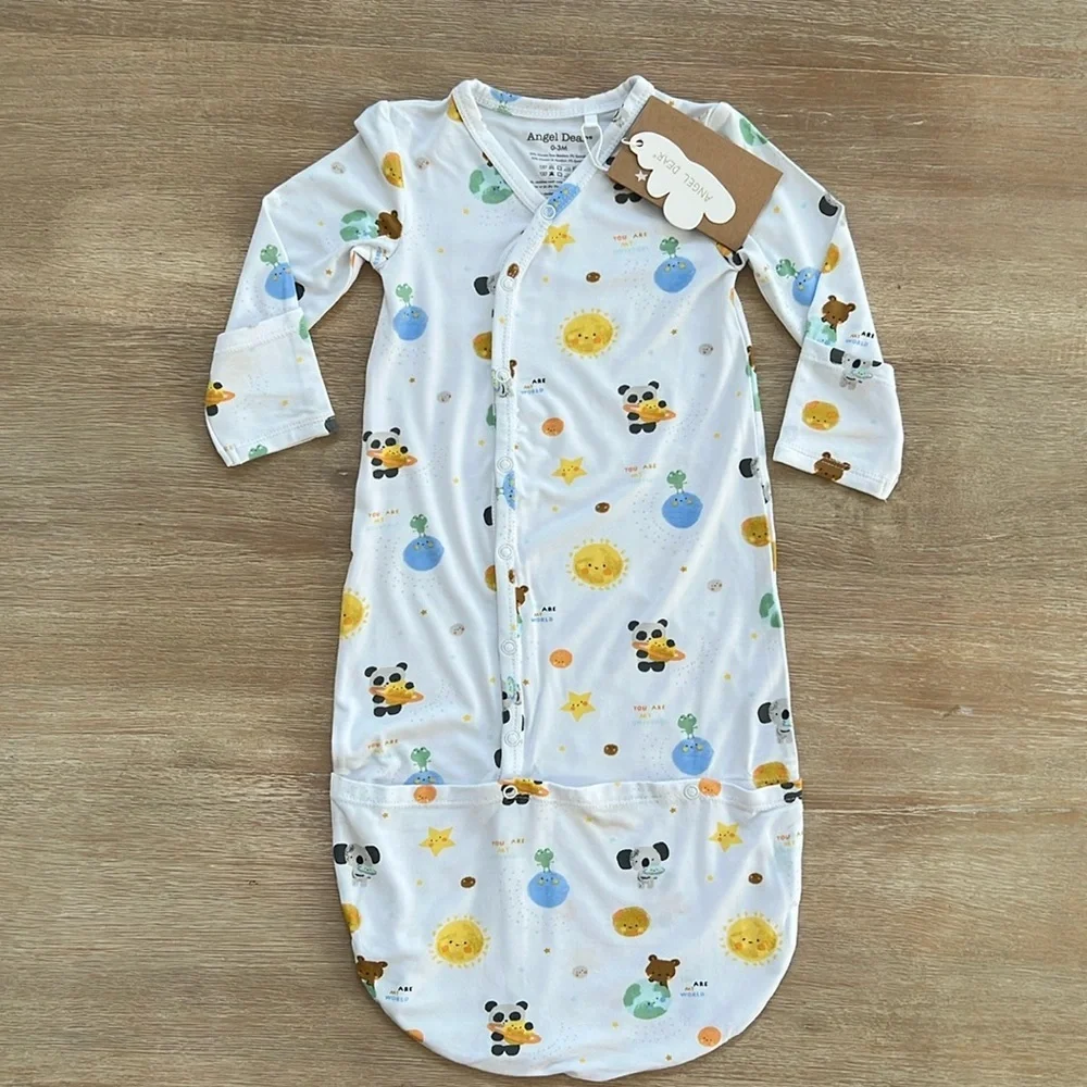 Angel Dear Baby Boy Girl Bamboo Bundle Gown Solar System Animal Space 0-3 months